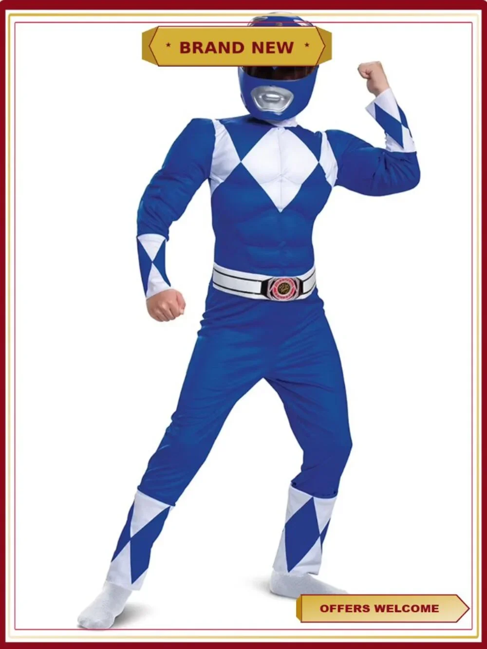 Boys Blue Ranger Muscle Halloween Costume XS 4/5 Disguise